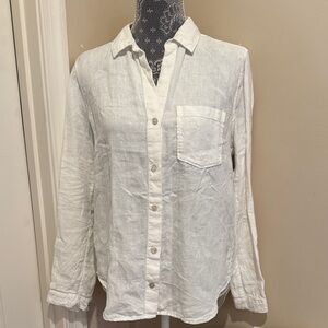 Cloth & Stone White Casual Button Down Linen Shirt size small